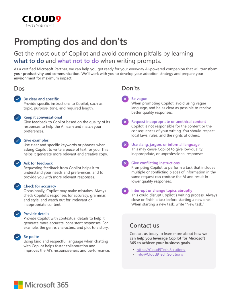 Prompting Do’s and Don’ts with Copilot for Microsoft 365